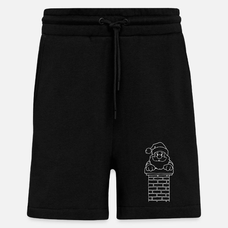 Cheminée du Père Noël Drôle - Short bio décontracté fabriqué en UE - SOLID BLACK