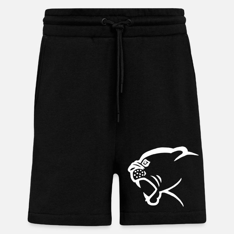 White panther head - Shorts - made by SPREAD - SOLID BLACK
