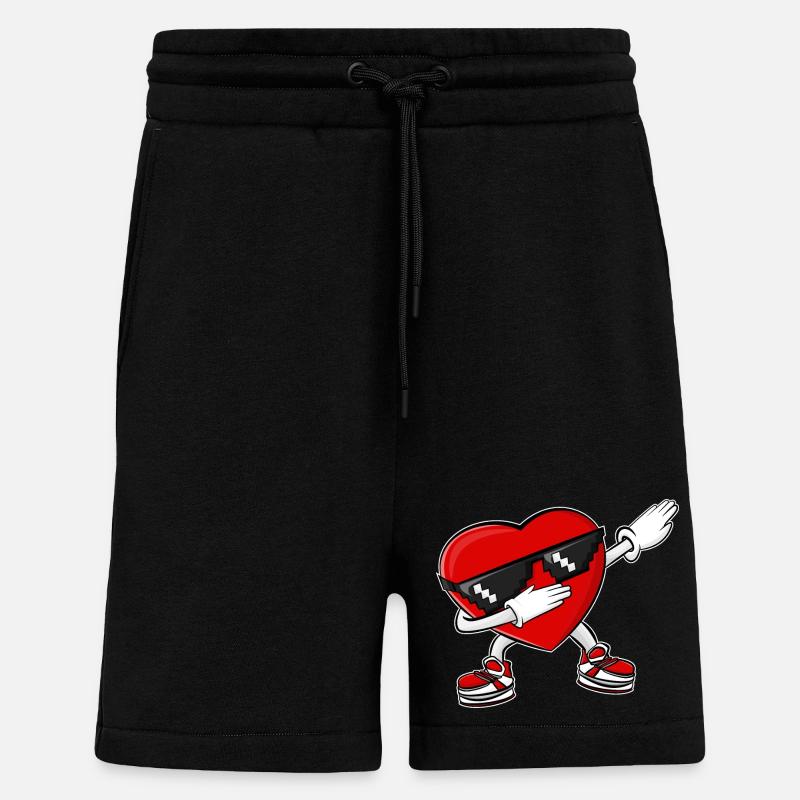 Dabbing Heart Saint-Valentin - Short bio décontracté fabriqué en UE - SOLID BLACK