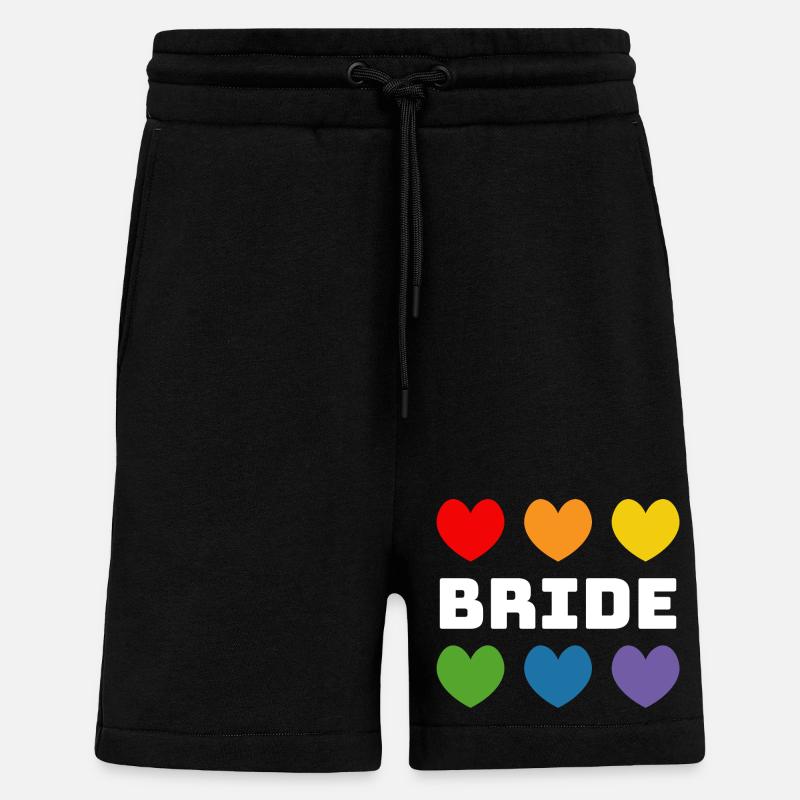 Rainbow heart Bride white - Shorts - made by SPREAD - SOLID BLACK