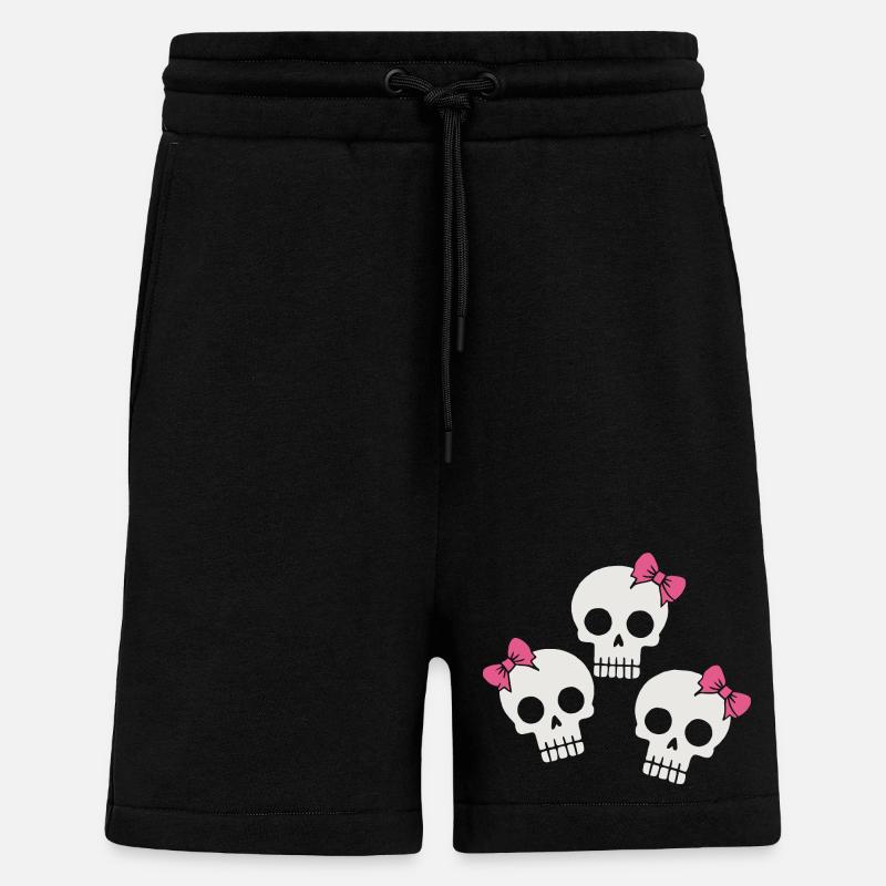 Cute Skull with Bows - Shorts - made by SPREAD - SOLID BLACK