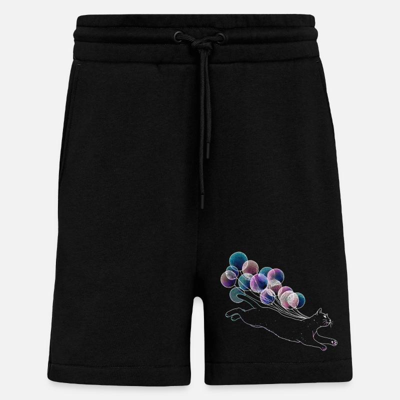 Schwebende Katze mit bunten Ballons Illustration - Shorts - made by SPREAD - SOLID BLACK