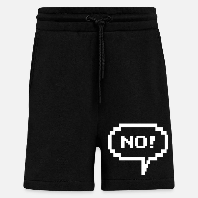Pixel speech bubble "No!" - Shorts - made by SPREAD - SOLID BLACK