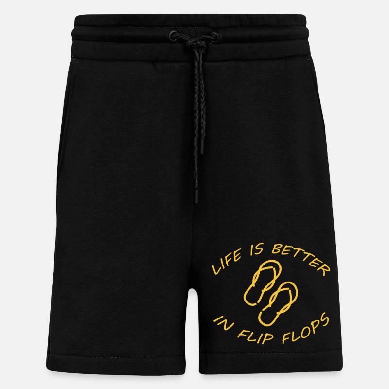 LIFE IS BETTER IN FLIP FLOPS - Shorts - made by SPREAD - SOLID BLACK