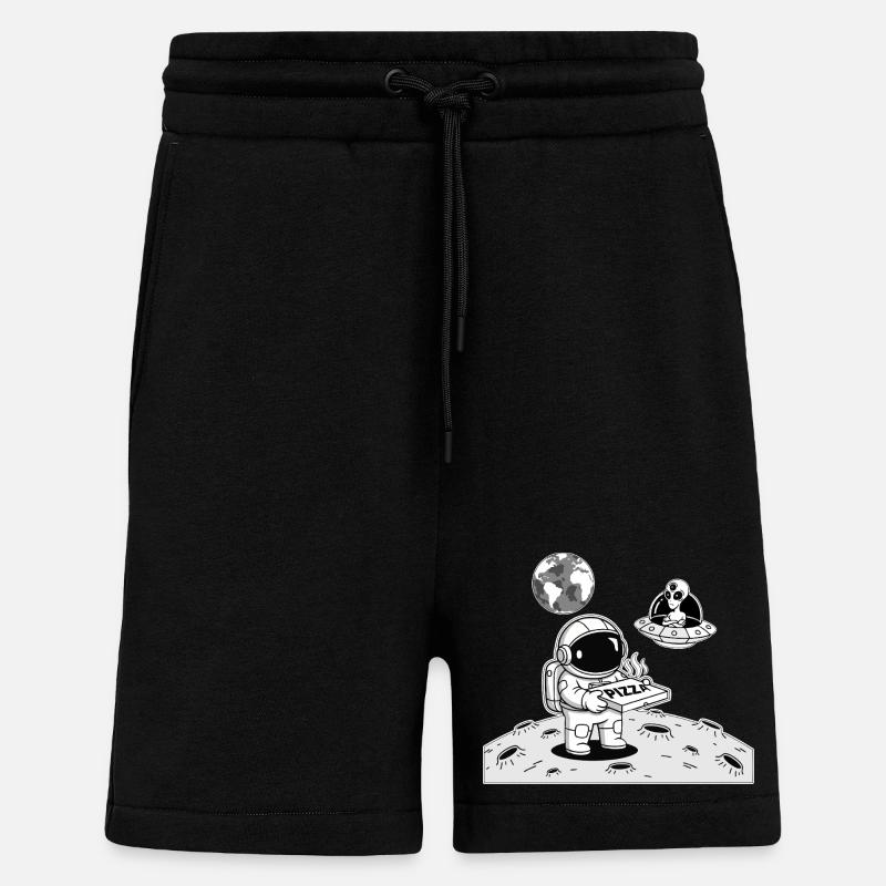 Astronaut Delivery Alien Space Pizza - Shorts - made by SPREAD - SOLID BLACK
