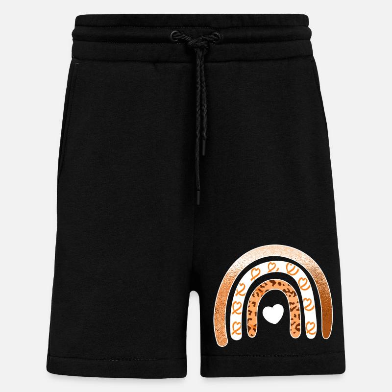 Arc du Cœur Arc-en-ciel Léopard - Short bio décontracté fabriqué en UE - SOLID BLACK