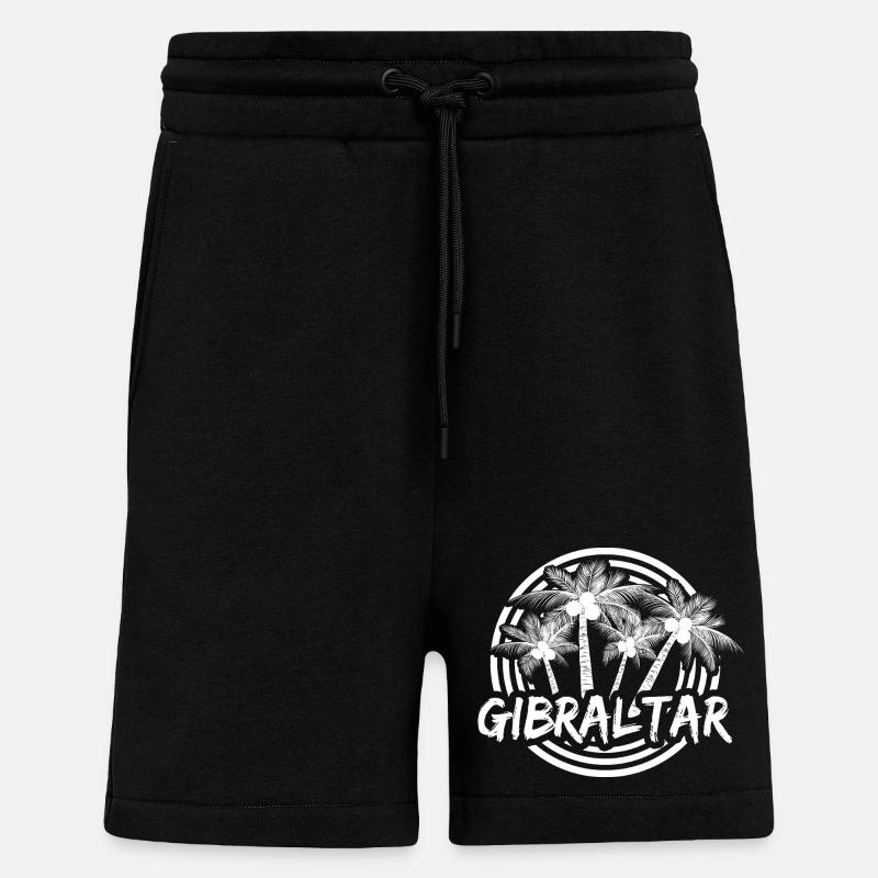 Gibraltar Palm Circle Logo - Shorts - made by SPREAD - SOLID BLACK