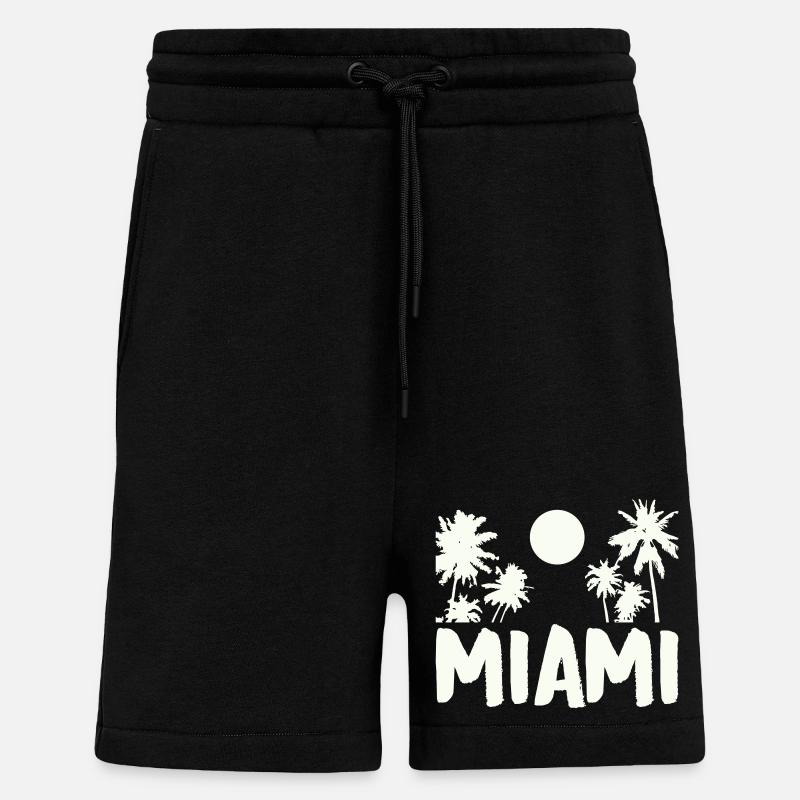 Palmiers de nuit de Miami - Short bio décontracté fabriqué en UE - SOLID BLACK