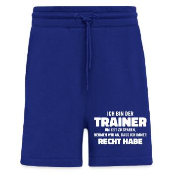 Ich bin der Trainer Ich habe Recht - Sprüche Sport - Shorts - made by SPREAD - Iconic Blue - Vorne