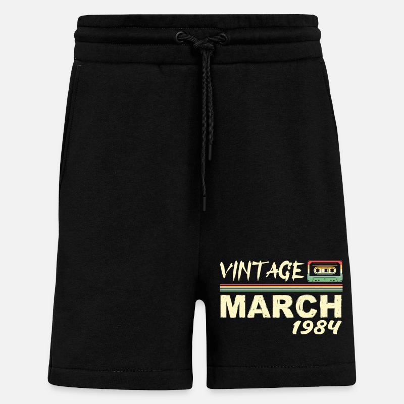 Mars 1984 - March 1984 - Short bio décontracté fabriqué en UE - SOLID BLACK