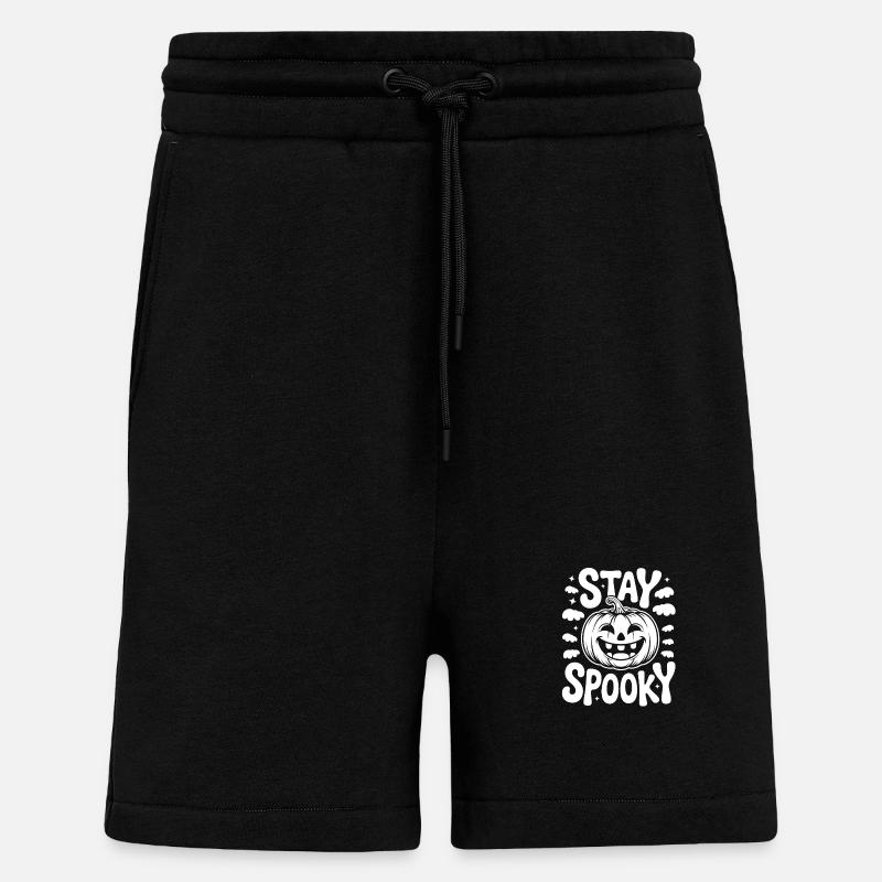 Restez effrayant drôle Halloween Design - Short bio décontracté fabriqué en UE - SOLID BLACK