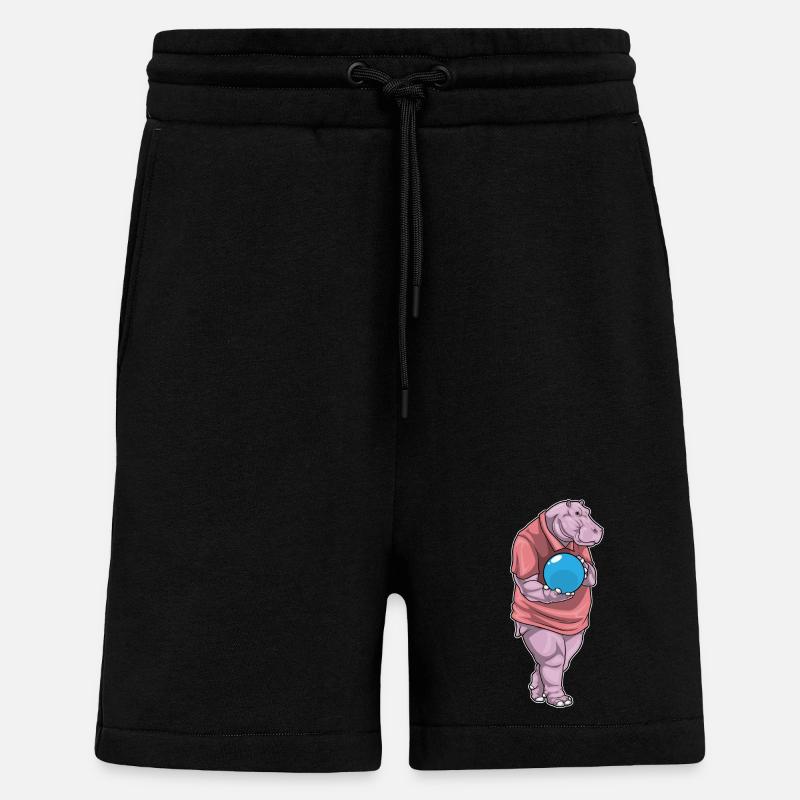 Hippo Bowling Bowling Ball - Shorts - made by SPREAD - SOLID BLACK