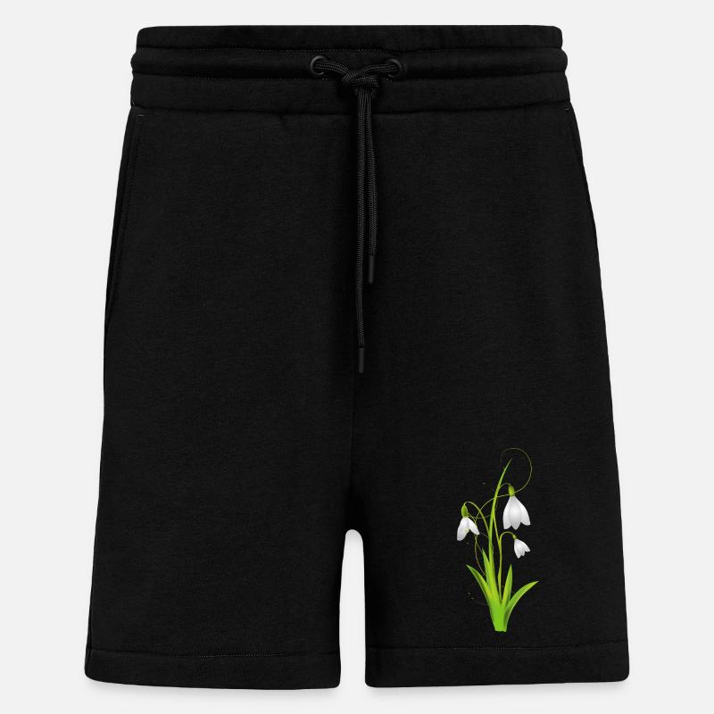 Schneeglöckchen als wunderschöne Frühlingsblumen - Shorts - made by SPREAD - SOLID BLACK