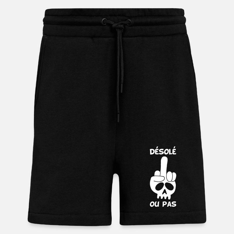 Crâne blanc malpoli - Short bio décontracté fabriqué en UE - SOLID BLACK