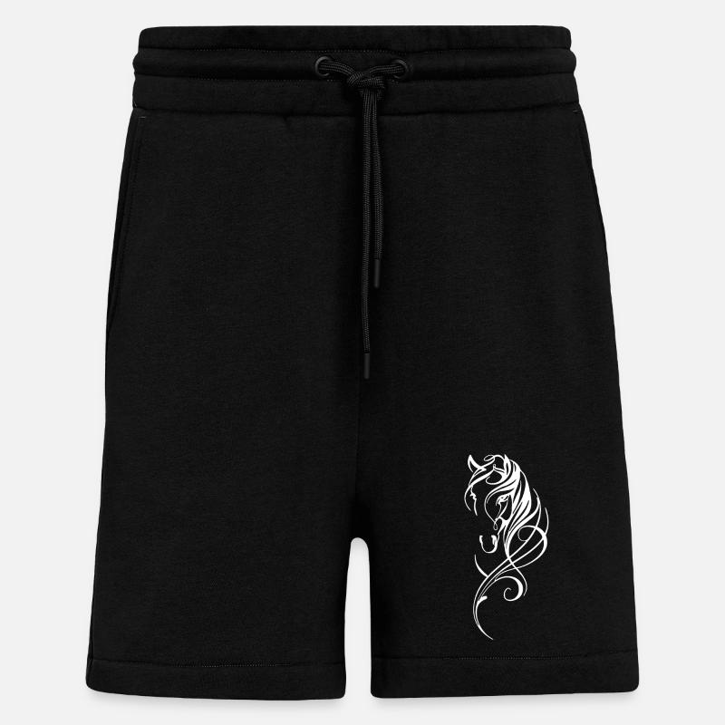 Cheval abstrait blanc - Short bio décontracté fabriqué en UE - SOLID BLACK