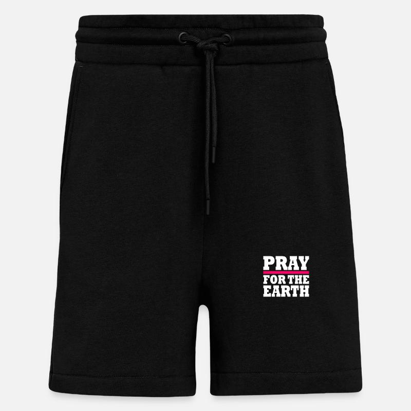Pray for the earth - Short bio décontracté fabriqué en UE - SOLID BLACK