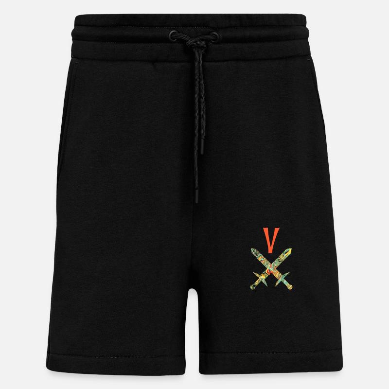 Épées croisées E 200 V - Short bio décontracté fabriqué en UE - SOLID BLACK