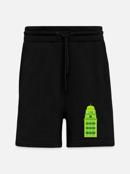 Retro Green Tower Clock - Shorts - made by SPREAD - SOLID BLACK