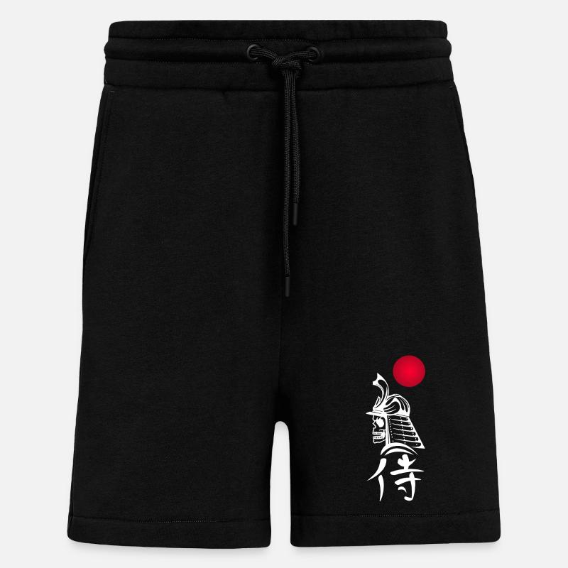 Samouraï blanc et soleil rouge - Short bio décontracté fabriqué en UE - SOLID BLACK