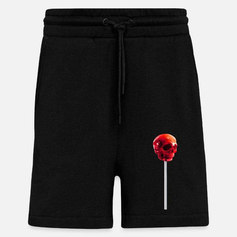 Skullipop - Sucette Crâne Bonbon - Short bio décontracté fabriqué en UE - SOLID BLACK
