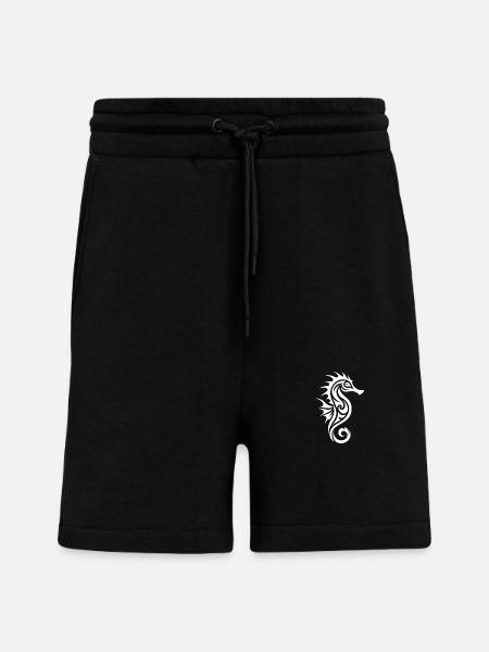 Piccolo Cavalluccio marino del tatuaggio tribale dell'annata - Pantaloncini ecologici casual Made in UE - SOLID BLACK