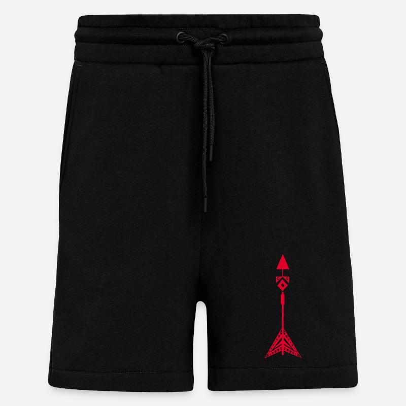Symbole rouge d'une flèche amérindienne - Short bio décontracté fabriqué en UE - SOLID BLACK