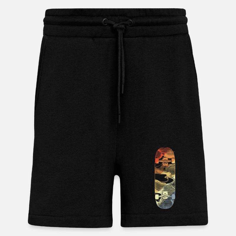 Dessin de skateboard rétro - Short bio décontracté fabriqué en UE - SOLID BLACK