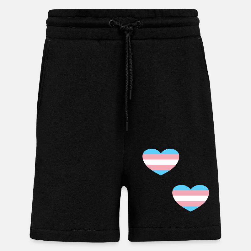 Coeurs de drapeau trans - Short bio décontracté fabriqué en UE - SOLID BLACK