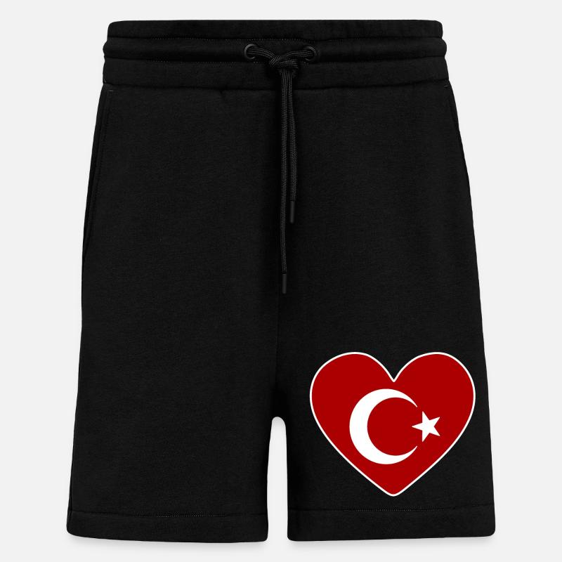 Coeur comme drapeau turc - Short bio décontracté fabriqué en UE - SOLID BLACK