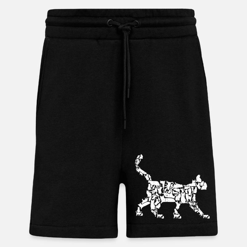 Dessin de chat - Short bio décontracté fabriqué en UE - SOLID BLACK