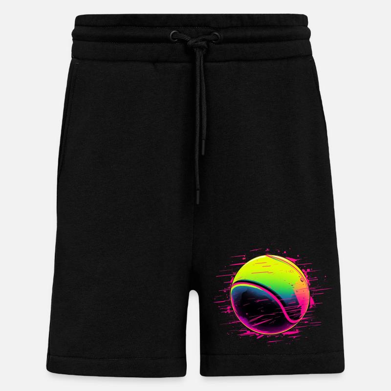 Balle de tennis style synthwave - Short bio décontracté fabriqué en UE - SOLID BLACK