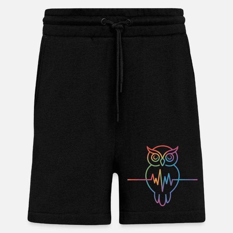 Regenbogen Eule Herzschlag Design - Shorts - made by SPREAD - SOLID BLACK