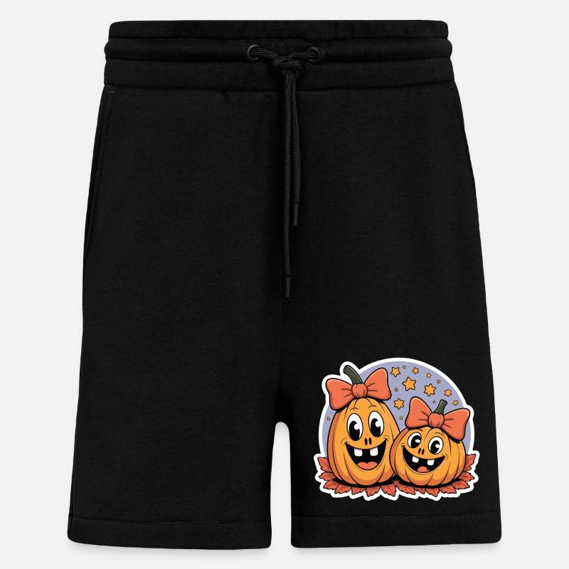 Joyeux amis citrouilles Halloween - Short bio décontracté fabriqué en UE - SOLID BLACK