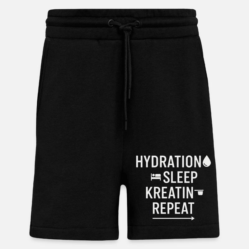 Hydration Sleep Creatine Repeat - Shorts - made by SPREAD - SOLID BLACK