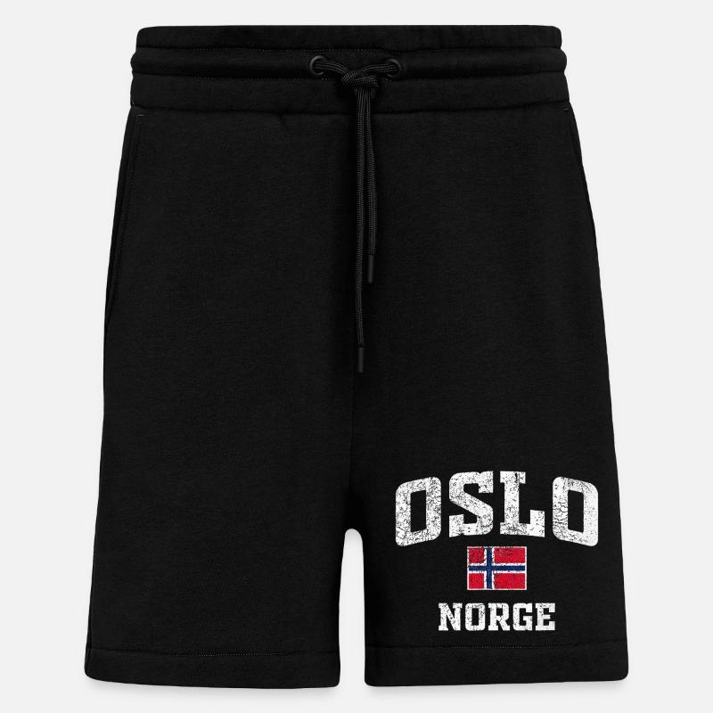 Oslo Norge Distressed Flag Tee - Shorts - made by SPREAD - SOLID BLACK