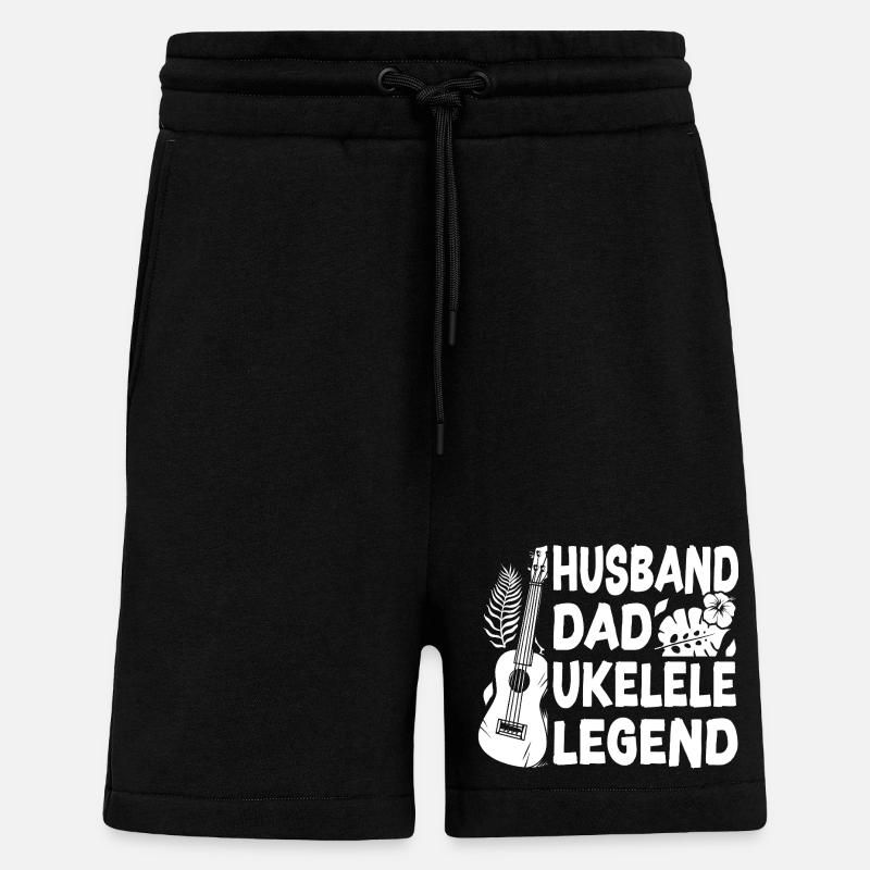 Hawaiian Ukulele Uke Dad Husband - Shorts - made by SPREAD - SOLID BLACK