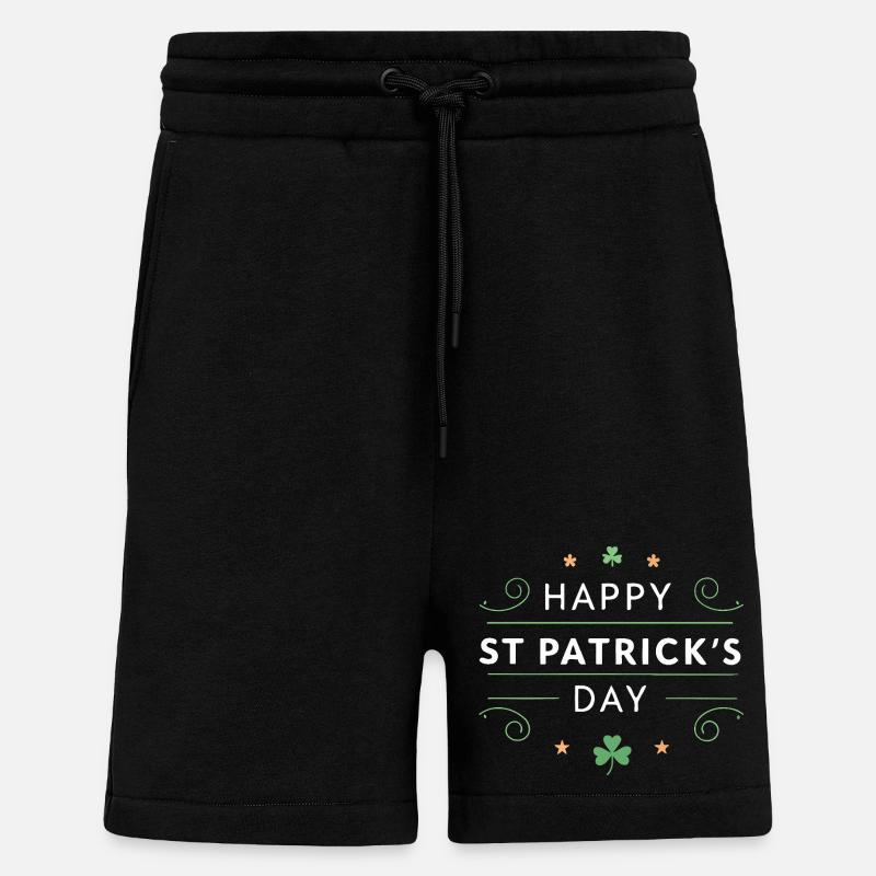 Saint Patrick Joie Vert Tee - Short bio décontracté fabriqué en UE - SOLID BLACK