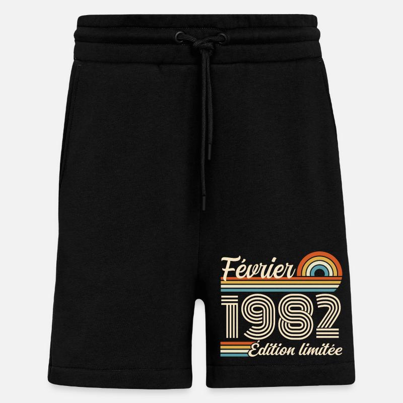 Février 1982 - Short bio décontracté fabriqué en UE - SOLID BLACK