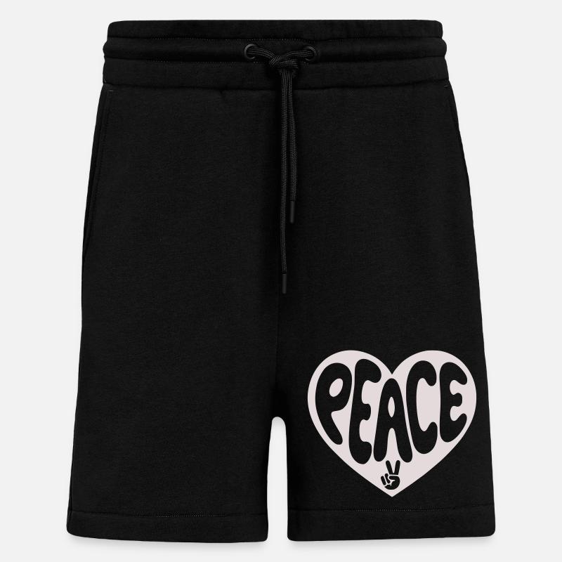 Peace Heart Peace Graphic - Shorts - made by SPREAD - SOLID BLACK