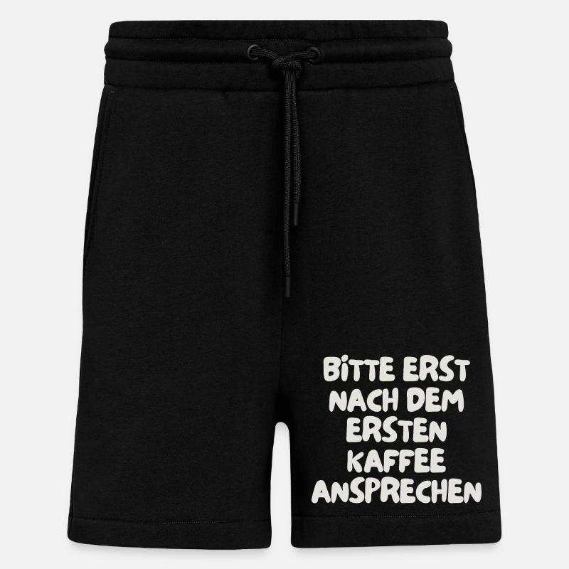 please do not speak to them until after the first coffee - Shorts - made by SPREAD - SOLID BLACK