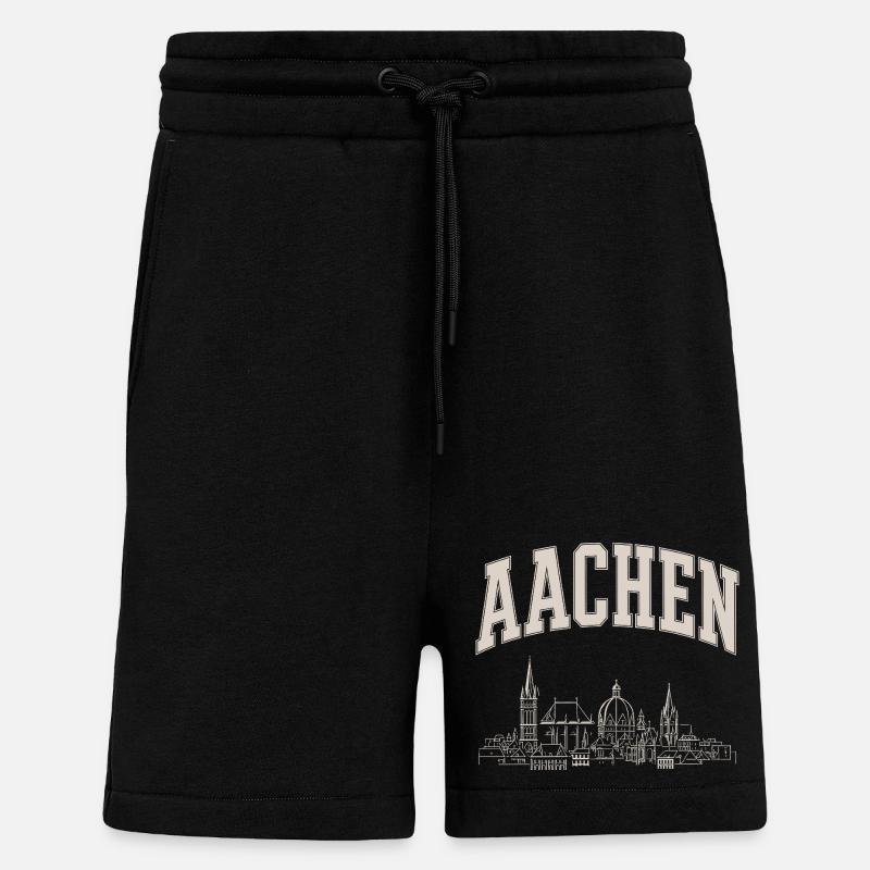 Aachen Skyline Panorama - Shorts - made by SPREAD - SOLID BLACK