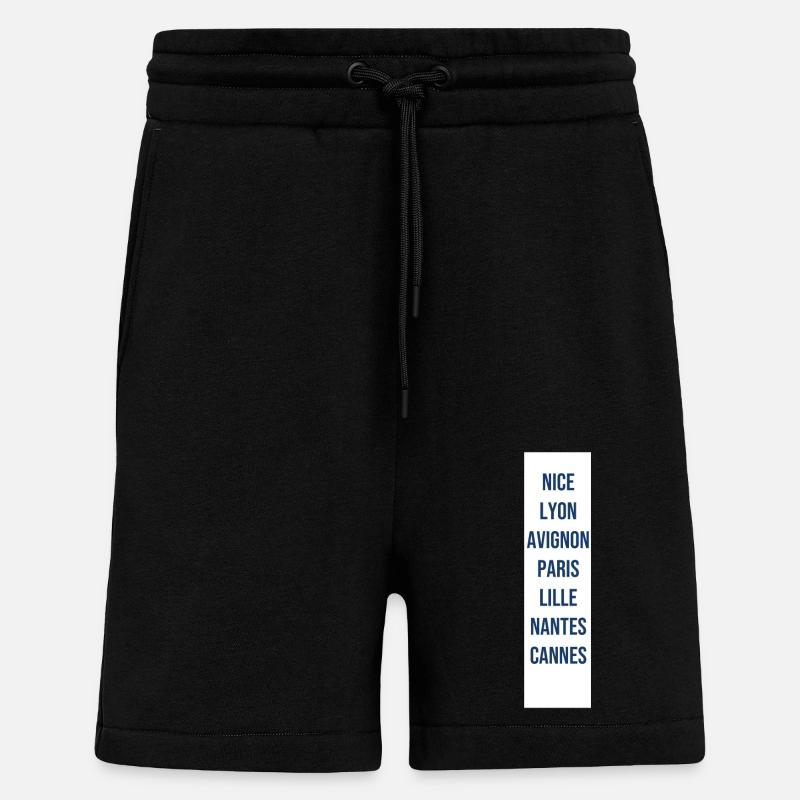 Français villes - Short bio décontracté fabriqué en UE - SOLID BLACK