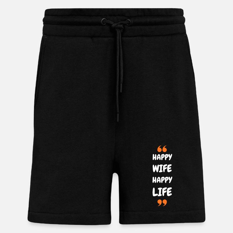 Femme Heureuse Vie Heureuse - Short bio décontracté fabriqué en UE - SOLID BLACK