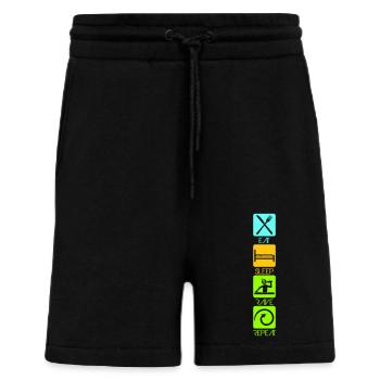 Eat Sleep Rave Repeat Essen Schlafen Raven Spruch - Shorts - made by SPREAD - SOLID BLACK - Vorne