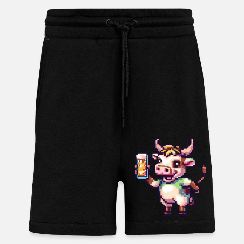 Kuh Pixel Bier - Shorts - made by SPREAD - SOLID BLACK