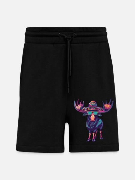 Elch Comic Lustig Sombrero - Shorts - made by SPREAD - SOLID BLACK