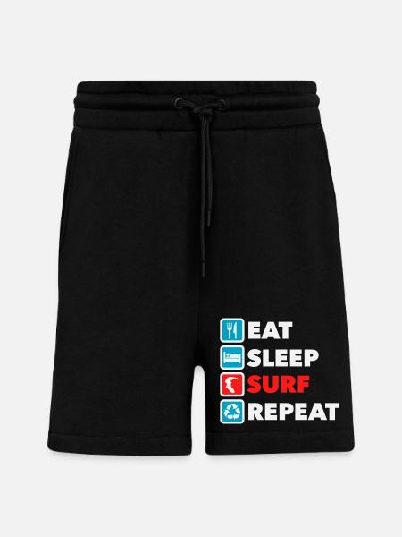 Eat Sleep Surf Repeat - Shorts - made by SPREAD - SOLID BLACK