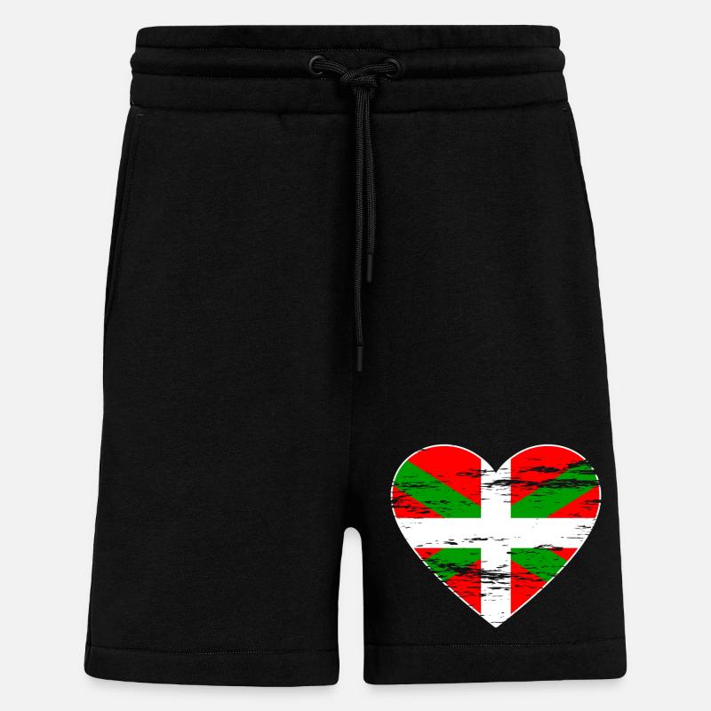 Drapeau basque coeur utilisé - Short bio décontracté fabriqué en UE - SOLID BLACK