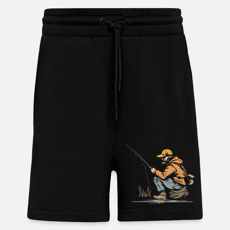 Graphiques de pêcheur - Short bio décontracté fabriqué en UE - SOLID BLACK