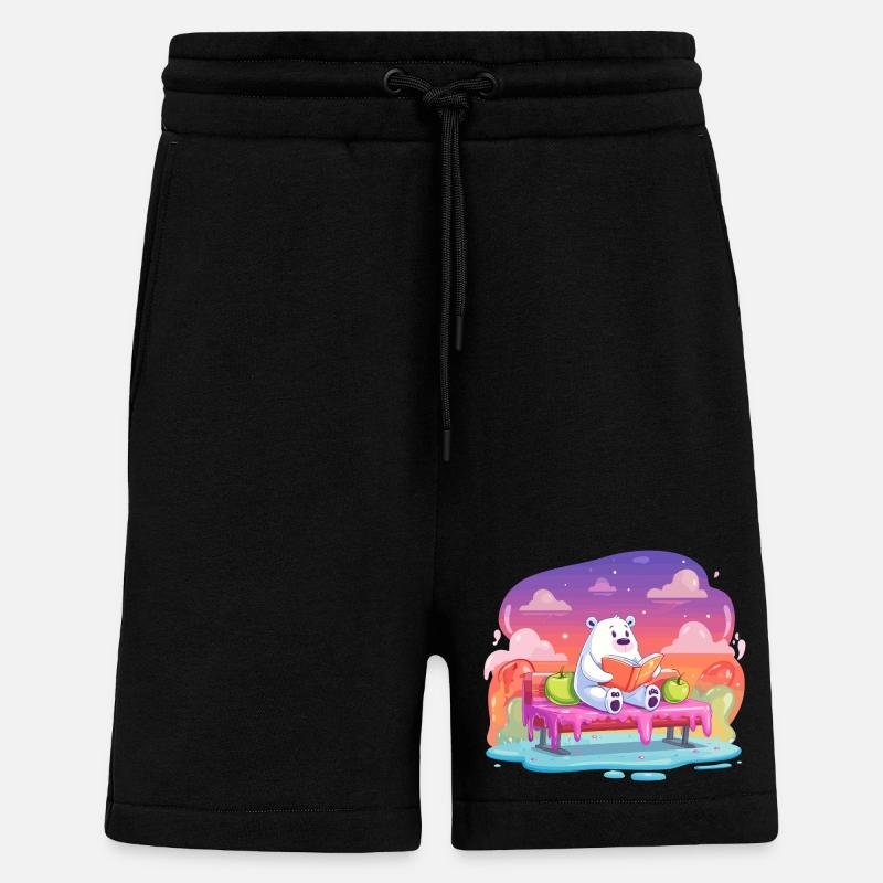 Lesender Eisbär im Farbtraum - Shorts - made by SPREAD - SOLID BLACK